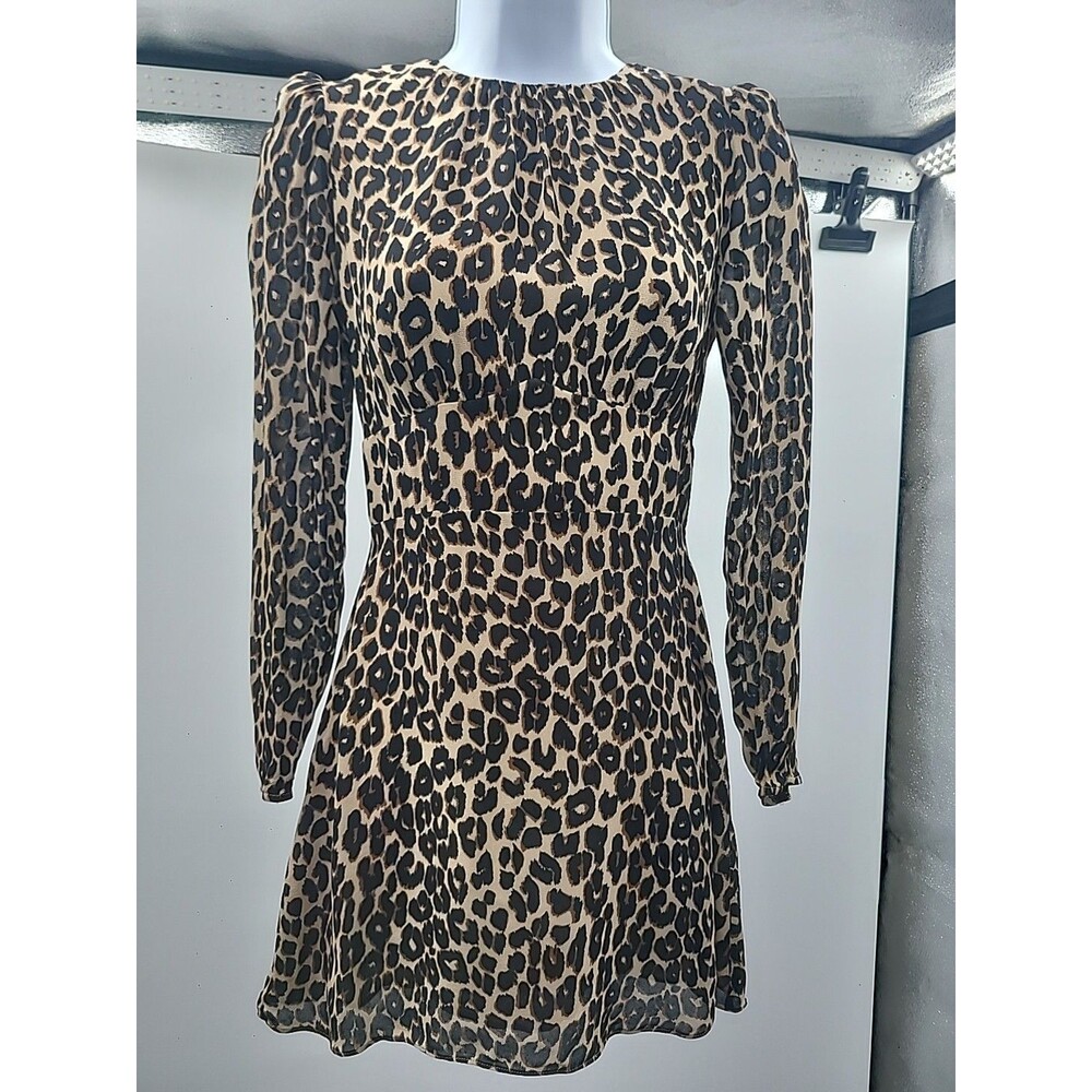 Reformation Laken Leopard Mini Dress Sz 0 Mobwife Feminine Going Out